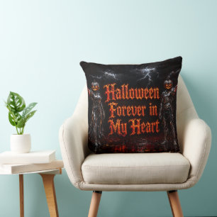 Coussin Halloween à jamais dans mon cœur Gothique Citrouil