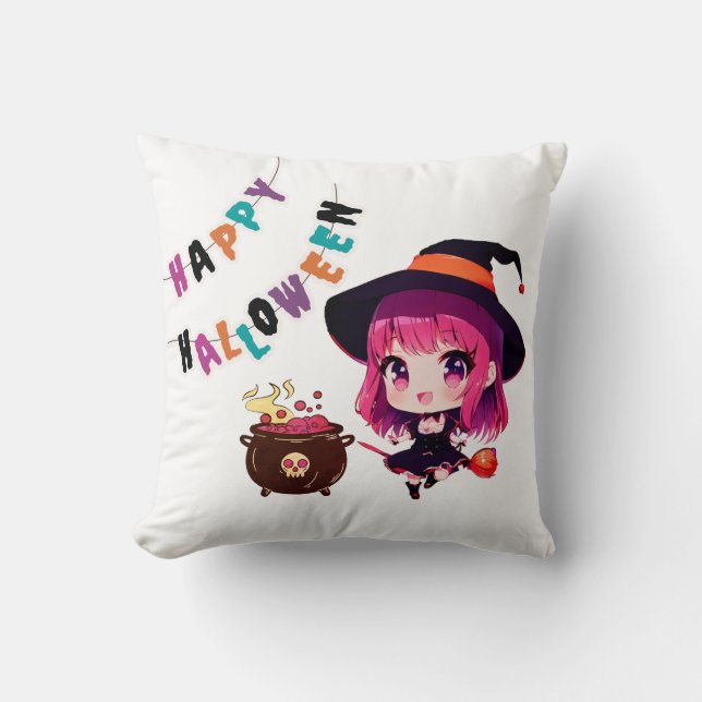 Coussin Halloween/anime/sorcière/chaudron  (Recto)
