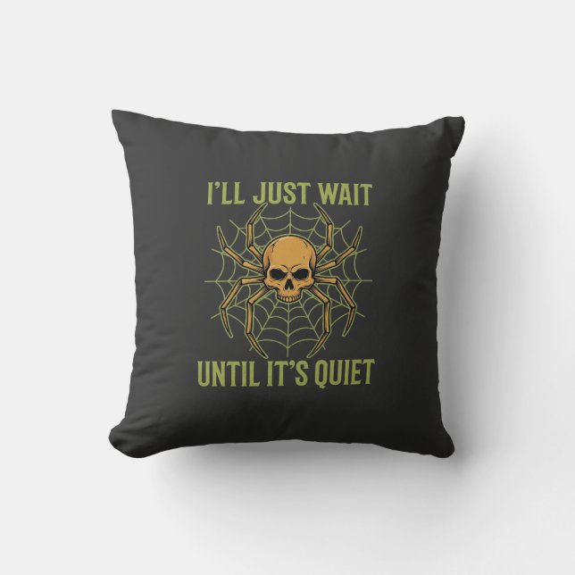 Coussin Halloween Araignée Crâne Silencieux (Recto)