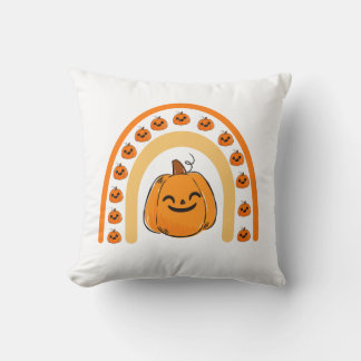 Coussin Halloween arc-en-ciel citrouille saison d'automne