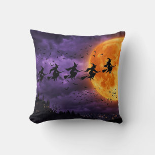 Coussin Halloween avec Lune et Sorcière