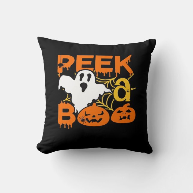 Coussin Halloween avec Peekaboo Citrouille (Recto)