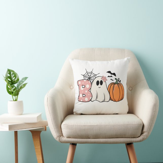 Coussin Halloween Boo Ghost Citrouille Bats Cobweb (Chaise)