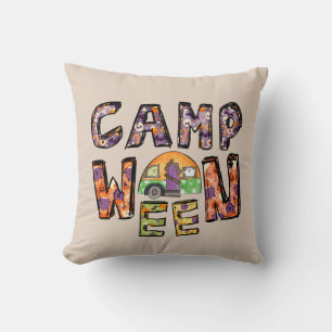 Coussin Halloween Camping Jeu de mots