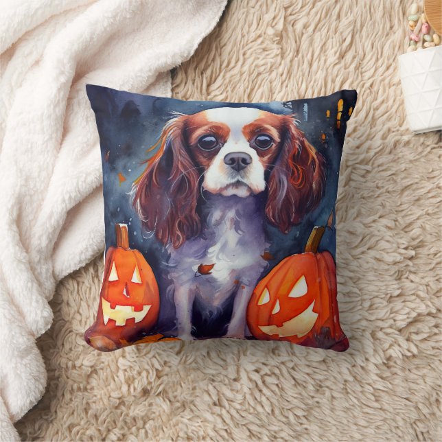 Coussin Halloween Cavalier King Charles Citrouille espagno (Couverture)