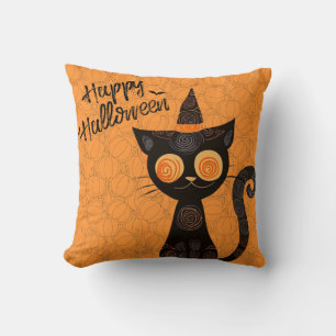 Coussin Halloween/chat/citrouille/automne