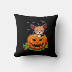 Coussin Halloween Chihuahua Amoureux de les chiens Citroui