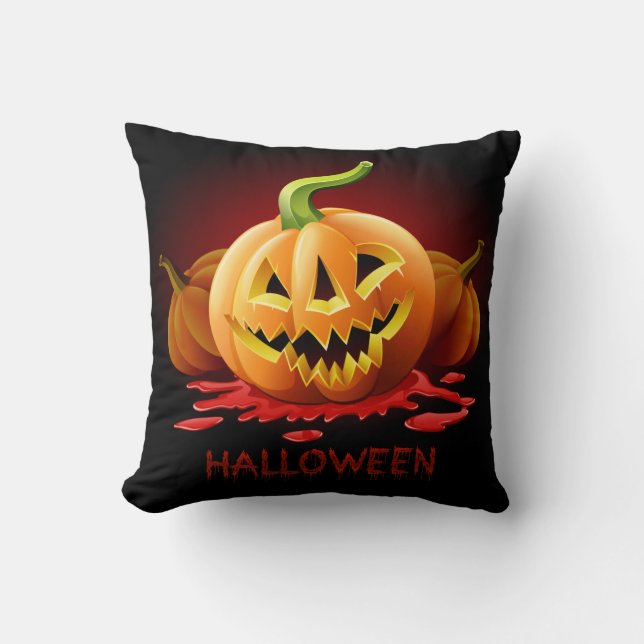 Coussin Halloween Citrouille d'horreur - Personnaliser (Recto)