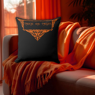 Coussin Halloween Citrouille Orange Trick ou traitement