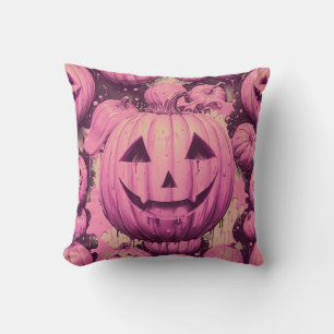 Coussin Halloween Citrouille rose
