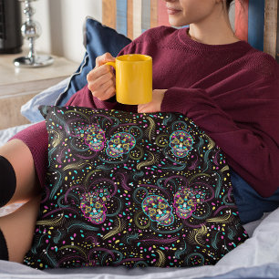 Coussin Halloween coloré et Abstrait Crânes Éffrayants