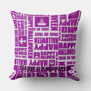 Coussin Halloween Cool Whimsical Personnalisé Funny Purple