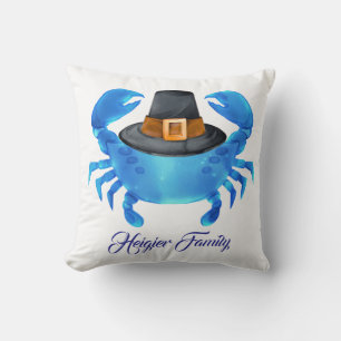 Coussin Halloween côtier de crabe bleu personnalisé