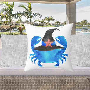 Coussin Halloween côtier de crabe bleu personnalisé