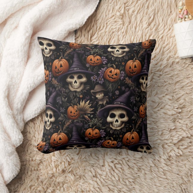 Coussin Halloween crânes citrouille (Couverture)