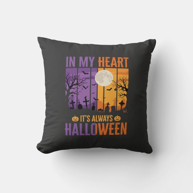 Coussin Halloween Dans Mon Cœur Cimetière Effrayant (Recto)