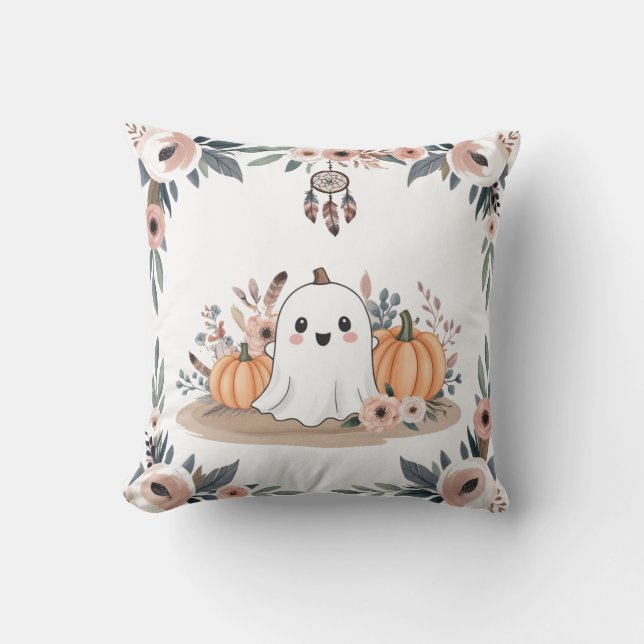 Coussin Halloween d'automne floral (Recto)