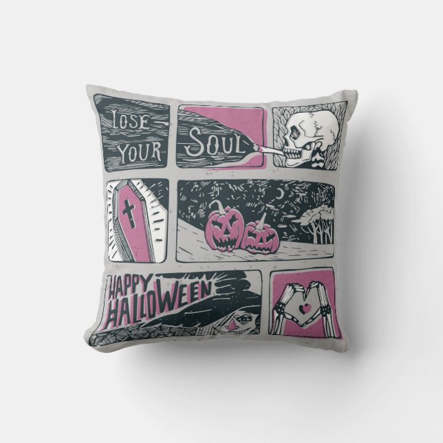 Coussin Halloween de bande dessinée : Illustration amusant (Recto)