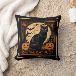 Coussin Halloween de chat de Kitty noir