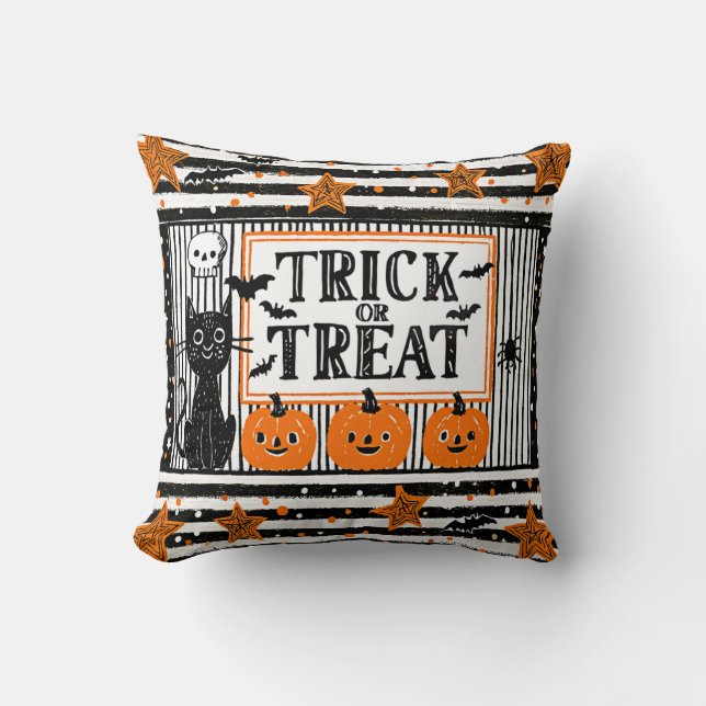 Coussin Halloween des friandises ou un sort (Recto)