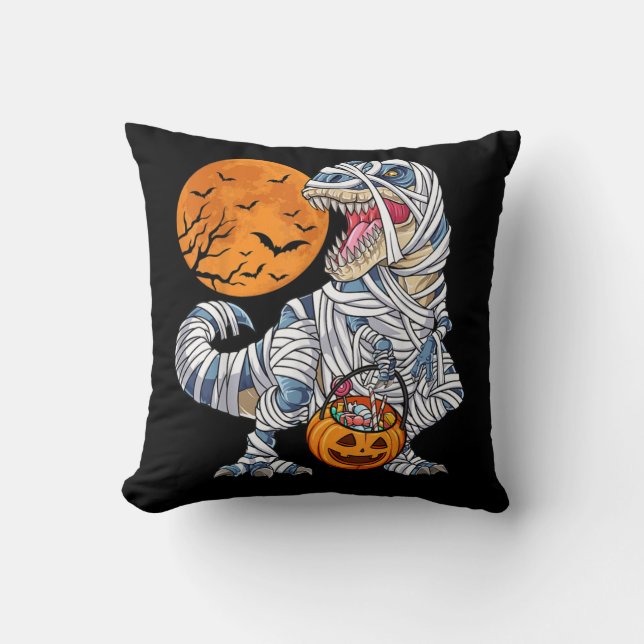 Coussin Halloween Dinosaur T rex Citrouille maman (Recto)