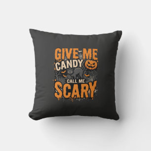 Coussin Halloween Donnez-moi des bonbons Chat effrayant