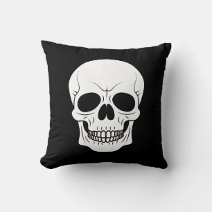 Coussin Halloween Éffrayant À La Tête Du Crâne Noir Et Bla