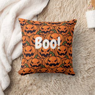 Coussin Halloween éffrayant citrouille Boo jack-o-lanterne
