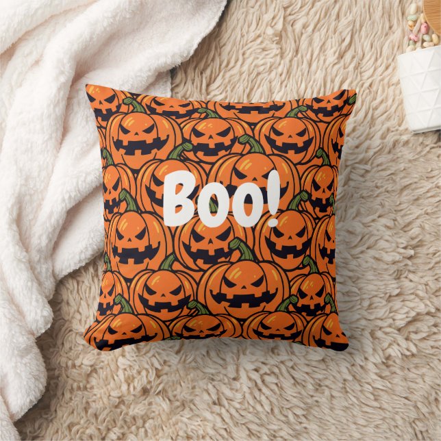 Coussin Halloween éffrayant citrouille Boo jack-o-lanterne (Couverture)