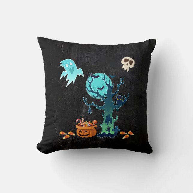 Coussin Halloween Éffrayant Déplaisant Fantômes chauves-so (Recto)