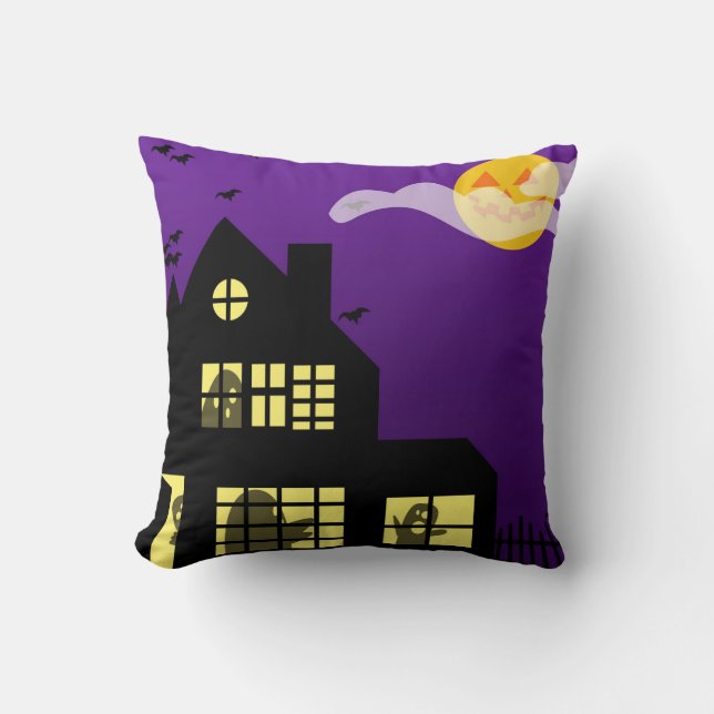 Coussin Halloween éffrayant Haunted House (Recto)