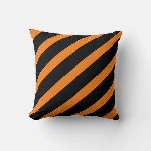 Coussin Halloween en noir et orange rayé