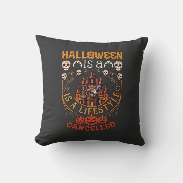 Coussin Halloween Est Lifestyle Annulé Château Crânes Pomp (Recto)