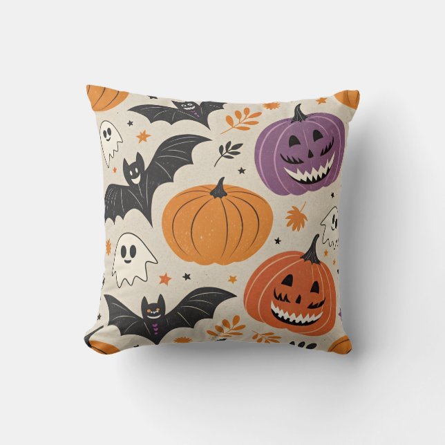 Coussin Halloween et motif d'automne (Recto)