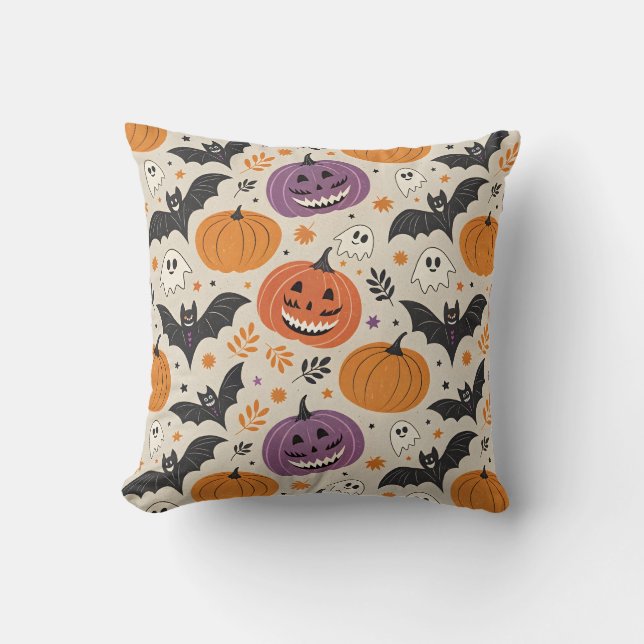 Coussin Halloween et motif d'automne (Recto)