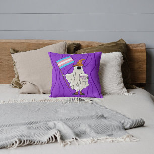 Coussin Halloween Fantôme Avec Drapeau Transgenre