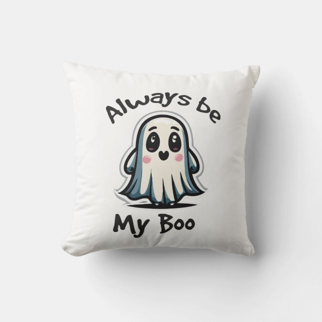 Coussin Halloween fantôme d'humour (Recto)