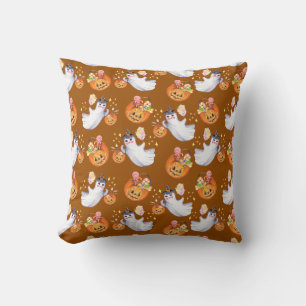 Coussin Halloween fantôme et sucreries sans soudure motif