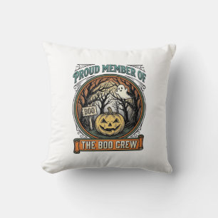 Coussin Halloween Fantôme Membre Fier Équipage Boo Vintage
