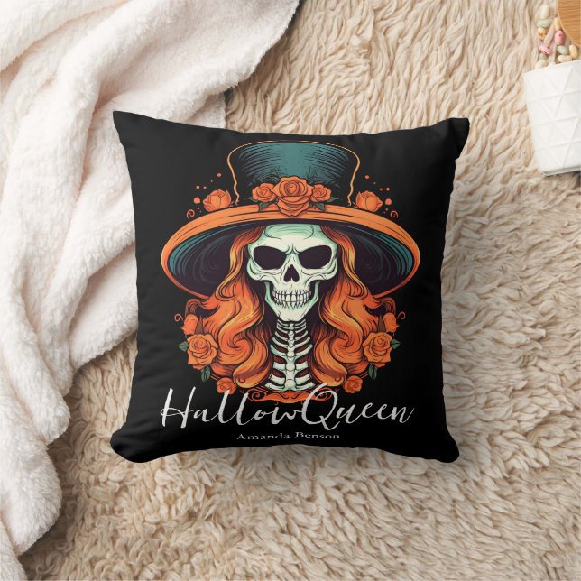 Coussin Halloween femme Squelette de la Reine de la hirond (Couverture)