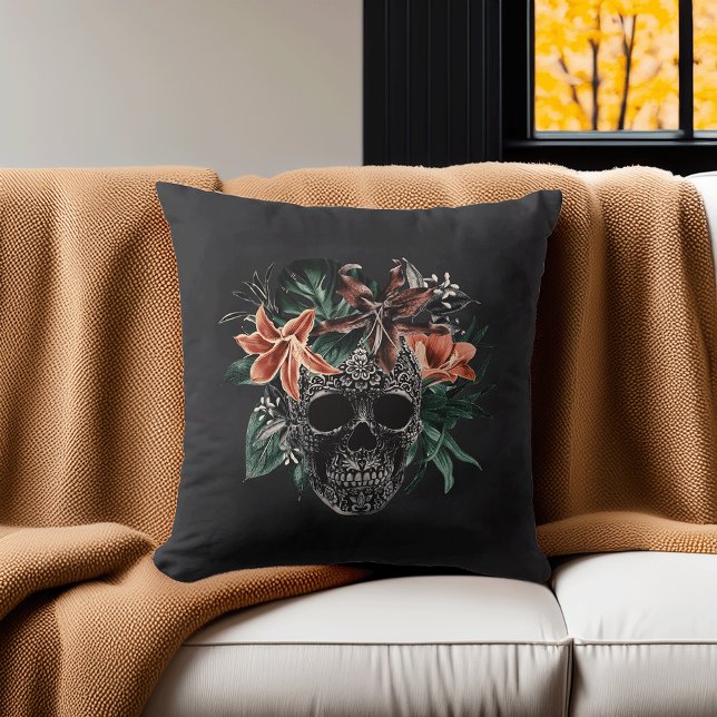 Coussin Halloween florale tropicale (Créateur téléchargé)