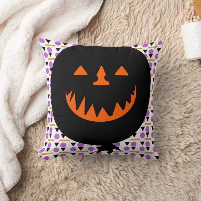 Coussin Halloween géométrique Citrouille éffrayant (Couverture)