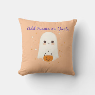 Coussin Halloween Ghost mignon - Texte modifiable