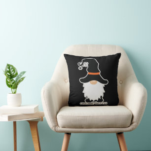 Coussin Halloween Gnome sorcière blanc cheveux noir Casque