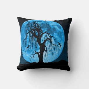 Coussin Halloween gothique vintage Grand Corbeau noir