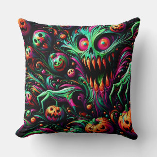 Coussin HALLOWEEN ~ Goule Verte ~ Citrouilles Squelettes~