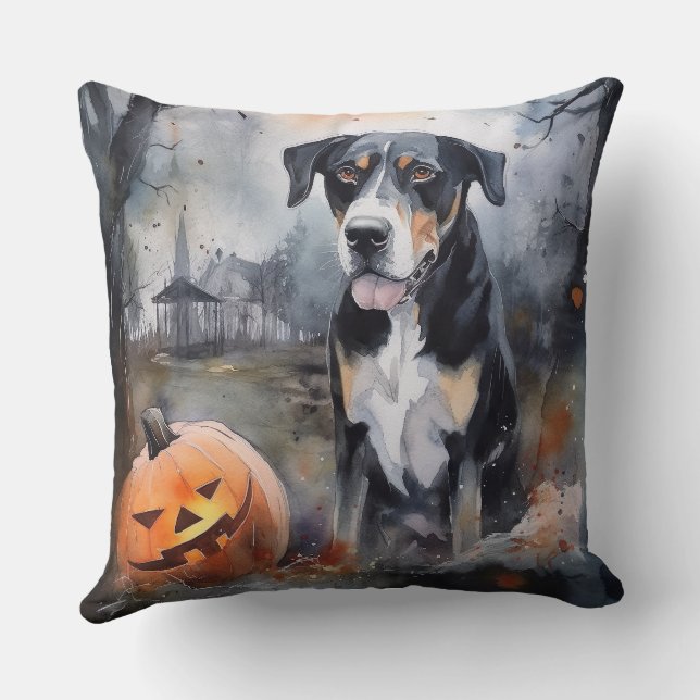 Coussin Halloween Grand Suisse Avec Citrouilles Épouvantab (Verso)