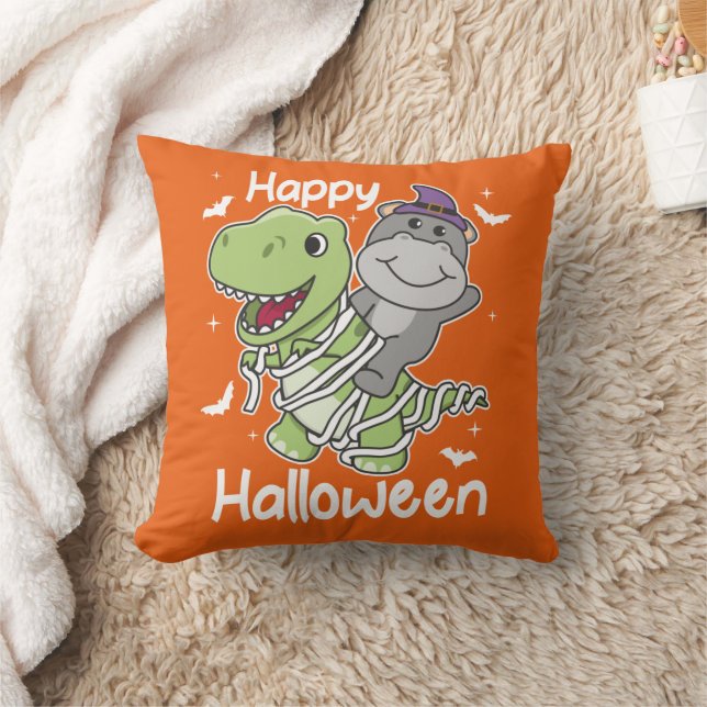 Coussin Halloween Halloween heureux T-rex costume maman (Couverture)