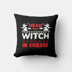 Coussin Halloween Head Witch En Charge Anniversaire