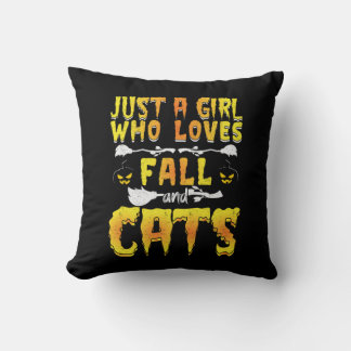 Coussin Halloween Just A Girl Who Loves Fall And Cats